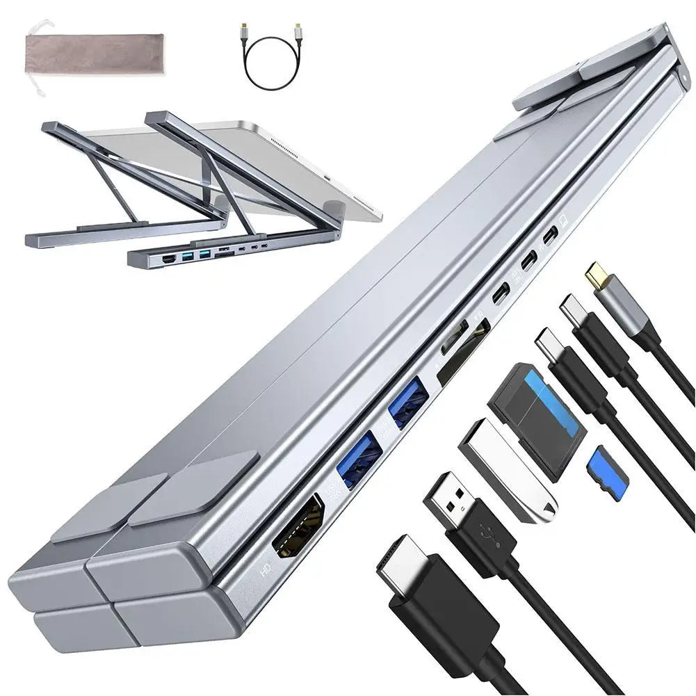 Laptop Docking Station Stand USB C Dock Tablet Laptop Holder with 4K HDMI 2 Type-C PD 100W Dock Station for MacBook E2H6