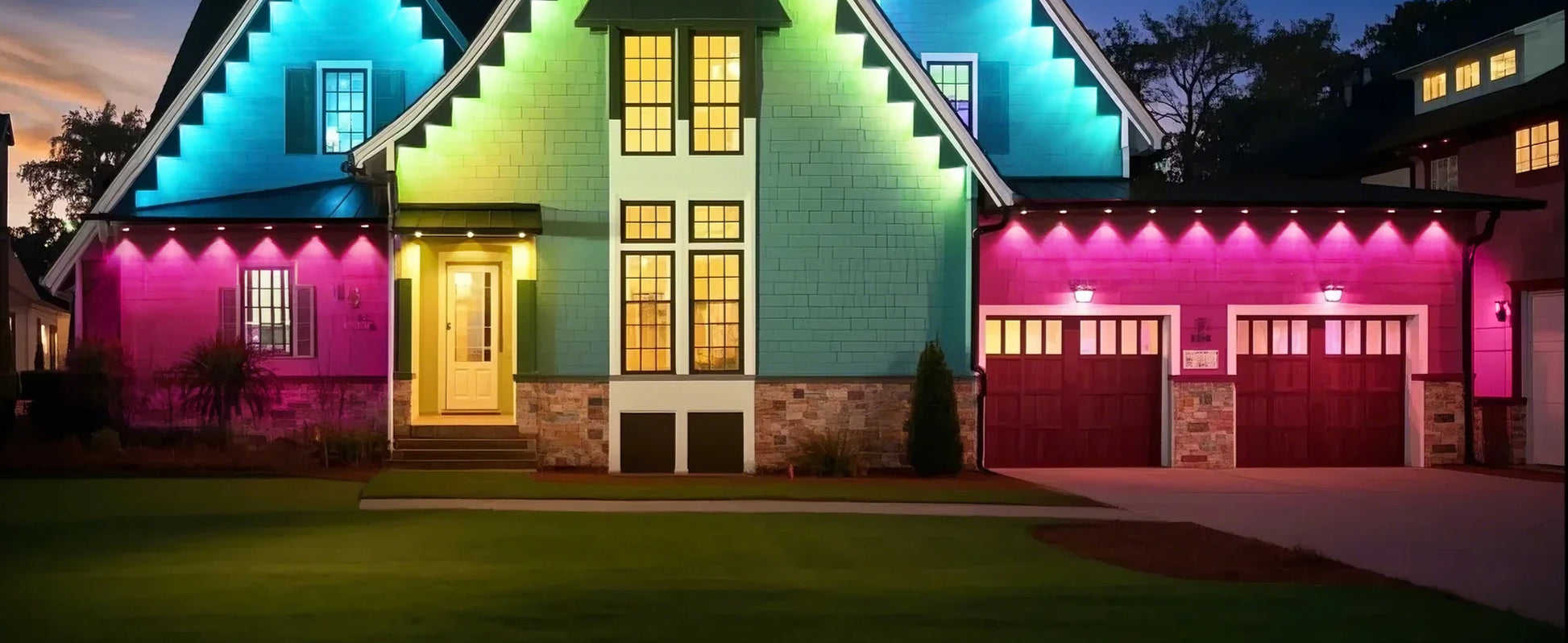 Permanent Eaves LED Smart Outdoor RGB Blueto LED Light for House with Remote Full House Eaves Light Party Christmas Holiday Deco