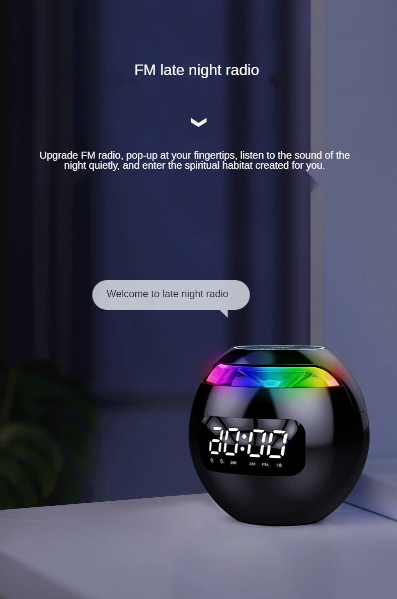 G90 New Clock Colorful Bluetooth Speaker Mini Portable Household Ball Card Lock and Load Spray Bluetooth Speaker