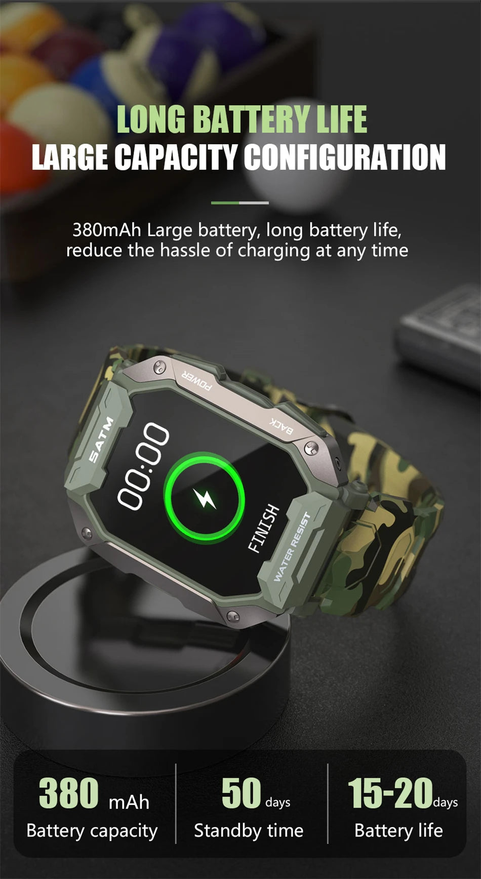 Smart Watch Men Swim IP68 ATM Waterproof Smart Clock Outdoor Sports Fitness Tracker Health Monitor Smartwatch For Android IOS