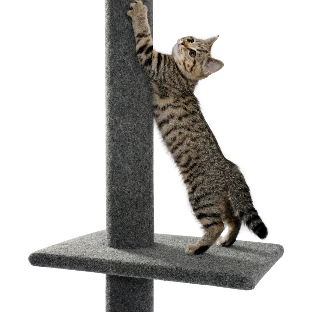 Adjustable Height Cat Tree for Indoor, Floor to Ceiling Cat Tower with Scratching Posts, Cat Scratcher Furniture, Kitten Toys