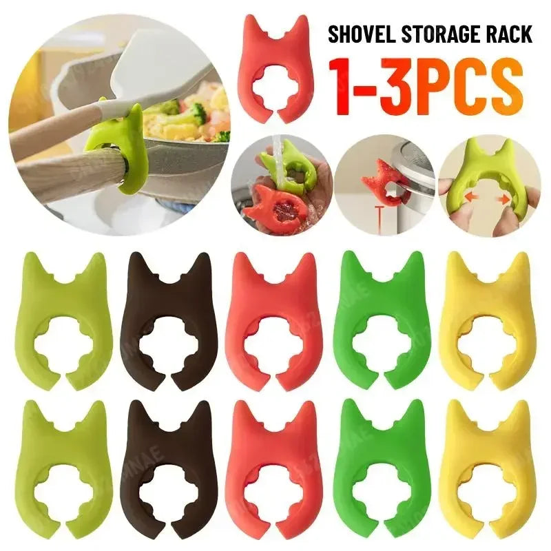 Multifunctional Spatula Holder Anti Scalding and Overflow Silicone Spoon Holder Clip Creative Integrated Devil Cooking Pot Clip