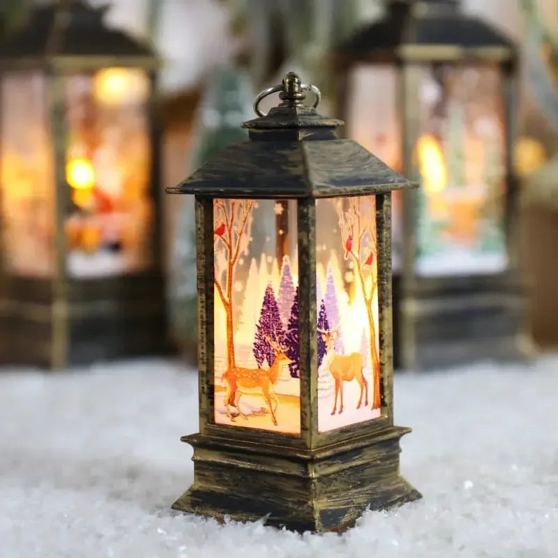 LED Night Lights Vintage Portable Oil Lamp Battery Powered Home Hanging Lanterns Child New Year Gift Christmas Party Decoration