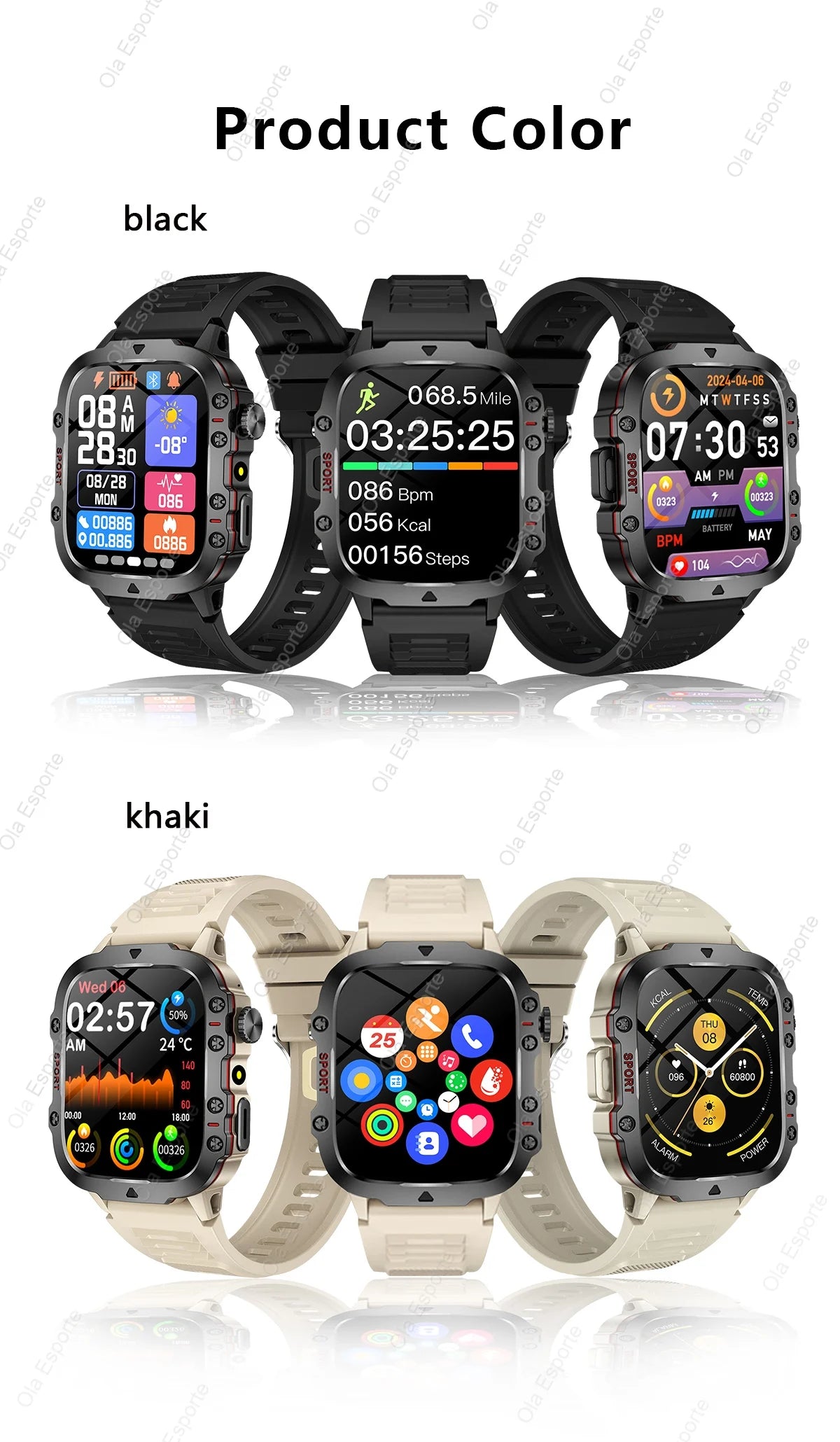 New Military GPS Smartwatch LED Flashlight Fitness IP68 Waterproof Outdoor Sports Tracker Bluetooth Calls Smart Watch Men Women