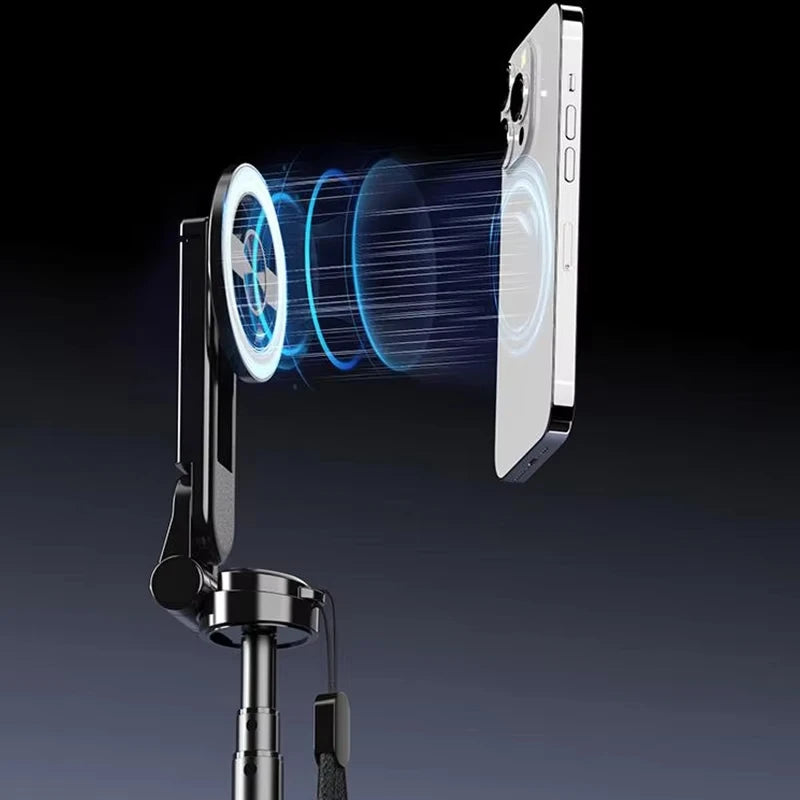 4-in-1 Multifunctional Magnetic mini Selfie Stick with 360° Rotation Wireless Bluetooth Control Magnetic Phone Holder