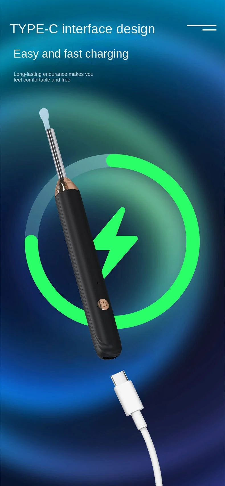 Tinsol Smart Visual Ear Cleaner 1296P Ear Sticks Otoscope USB C Charging Endoscope Wax Removal Tool Earpick Camera Health Care