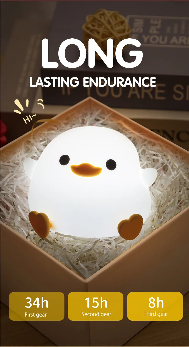 DoDo Duck Silicone LED Bedside Lamp Night Light Cute Duck Dimmable Nursery Nightlight Rechargeable Baby Bedrooms Decoration