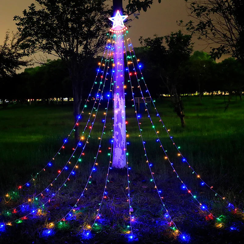 Christmas Decorations Waterfall Solar Lights 350 LED 8 Modes Tree Light Gift Patio Lights Outdoor Decor Tree Wedding Yard Porch
