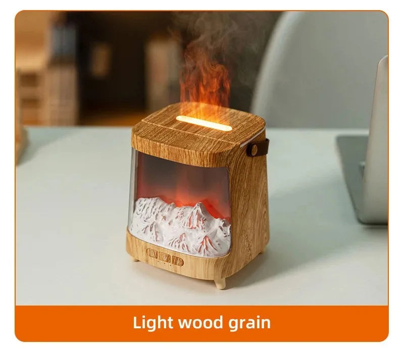 D631 Aurora Flame Humidifier Essential Oil Diffuser 200ml LED Light Remote Control Timing Spray USB-C