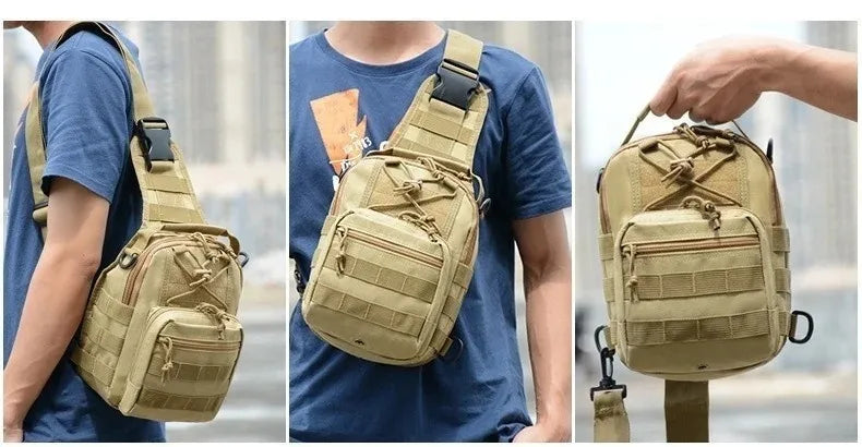 Men's outdoor Chest bag Camouflage Shoulder Bag Sling Backpack 900D Oxford Mountaineering Camping Fishing Trekking