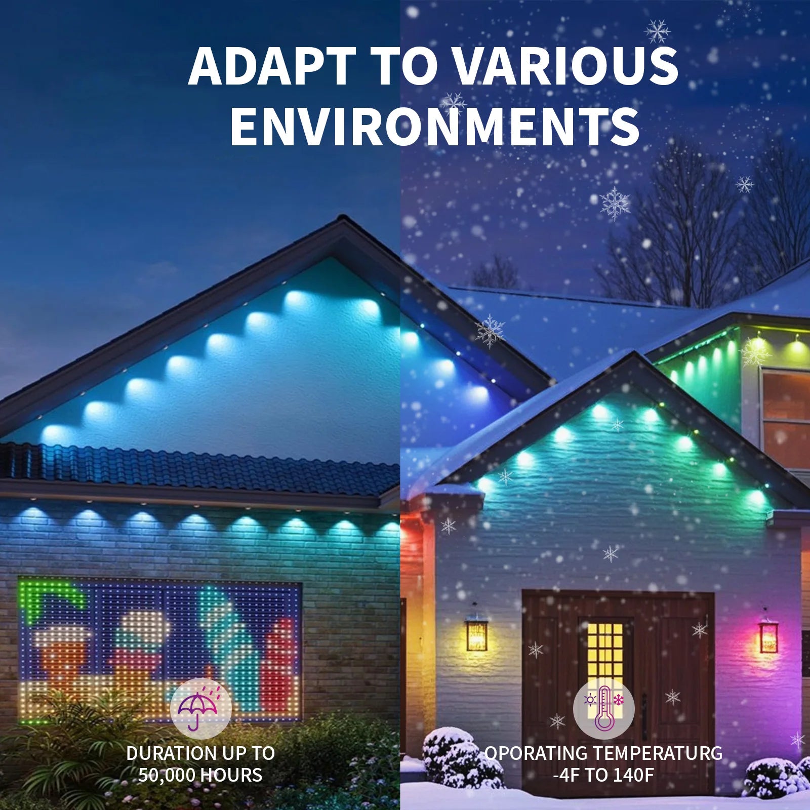 Permanent Eaves LED Smart Outdoor RGB Blueto LED Light for House with Remote Full House Eaves Light Party Christmas Holiday Deco