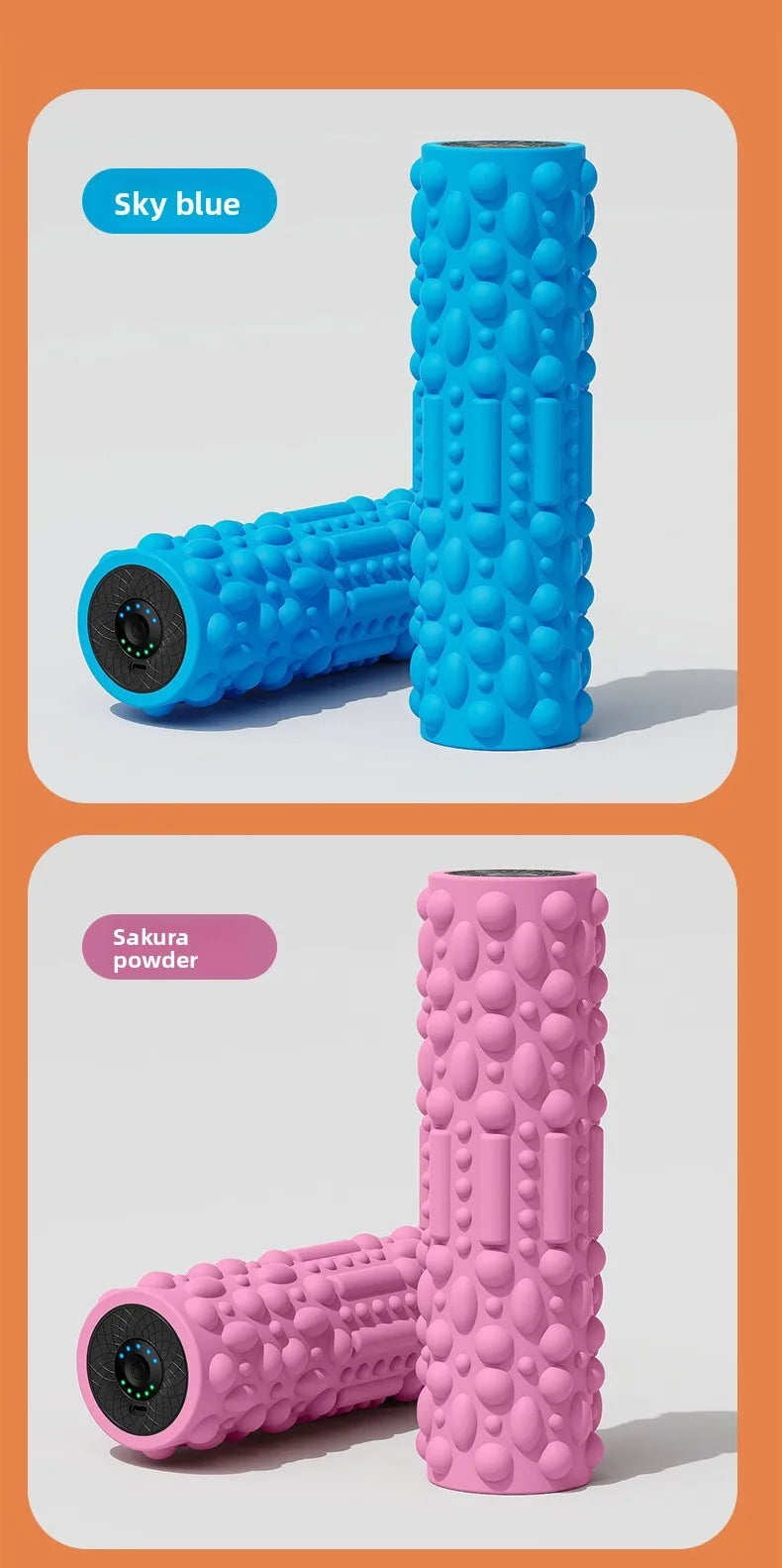 Electric Vibrating Foam Roller - Rechargeable Full Body Muscle Massager with Timer for Yoga Fitness Pain Relief Portable Massage