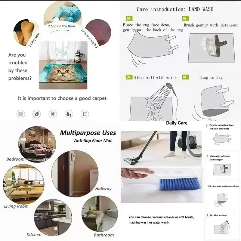 2D Flat Optical Illusion Non-slip Doormat Easy To Clean Perfect for Front Door Entryway Bedroom Laundry Room Area Door Mat Home