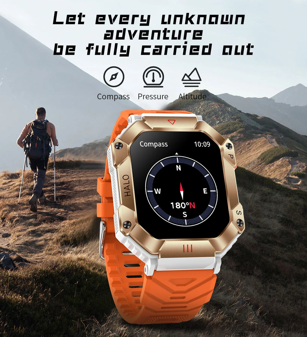 GEJIAN GPS Military Smart Watch Men For Android IOS Ftiness Watches Ip68 Waterproof 2.0'AI Voice Bluetooth Call Smart Watch