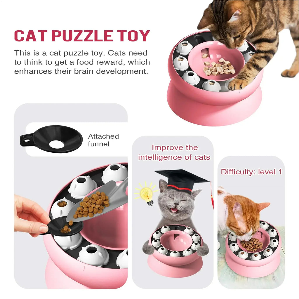 Cat Toys Puzzles Feeder Rotating Slow Feeder Interactive Indoor Cats Feeder Pet Toy for Aid Pets Digestion Mental Cat Supplies