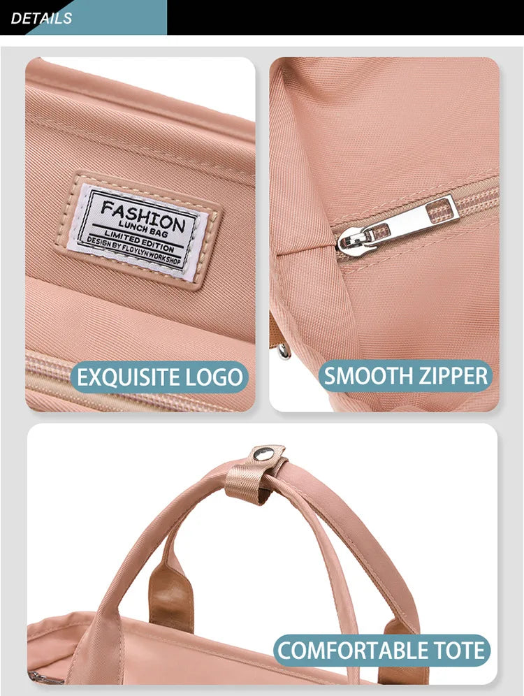 Multifunctional Insulated Picnic Bag Reusable Colorful  large capacity lunch bag with double pockets, portable lunch bag