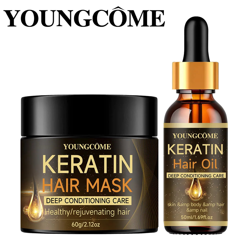 Organic Keratin & Lavender Oil Hair Care Set - Deep Conditioning Mask Sulfate-Free Treatment Repair & Shine Treatment Formula