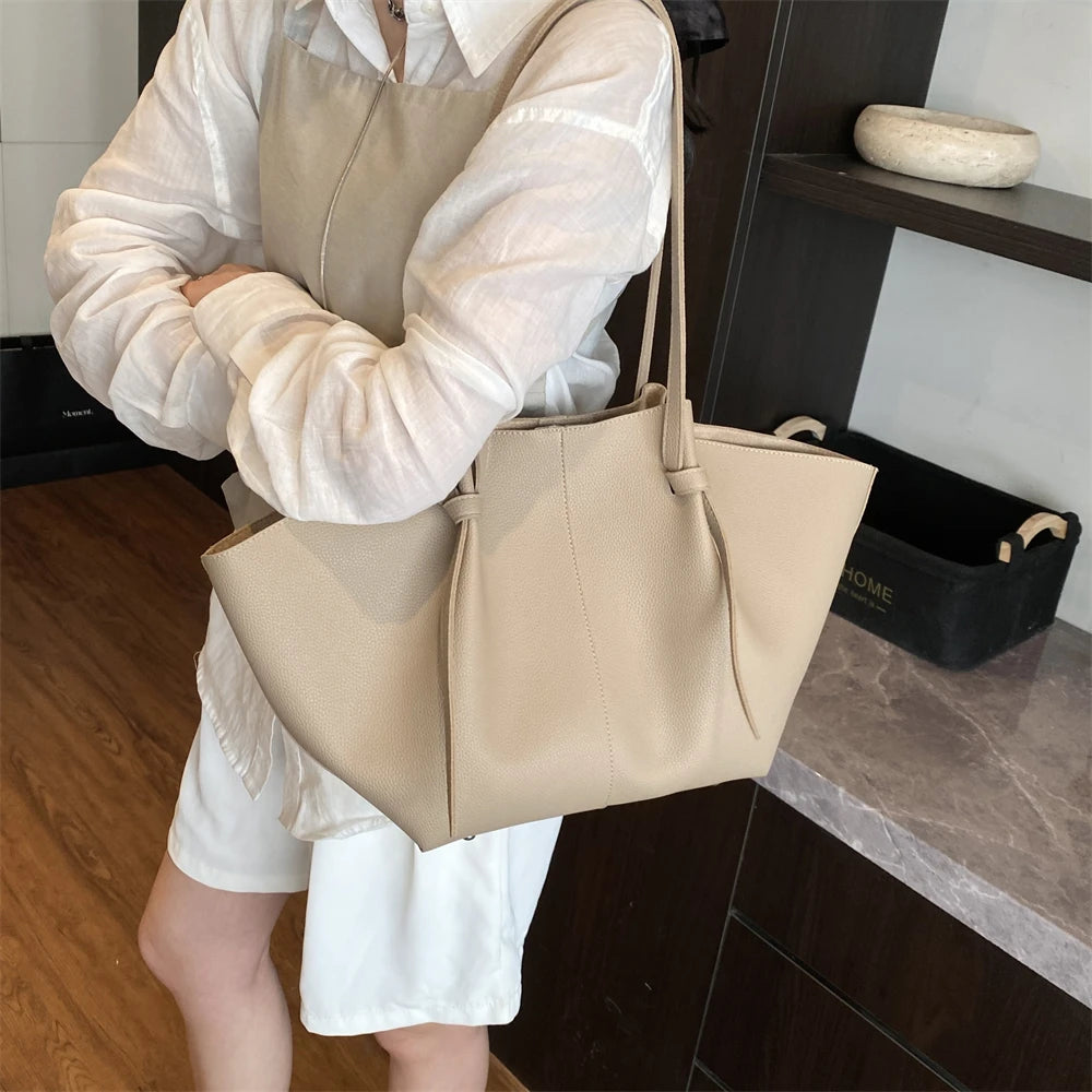 Branded Designer Shoulder Tote Bags For Women Soft PU Leather 2-IN-1 Big Capacity Shopper Tote Set 2025 Luxury Designer Handbags