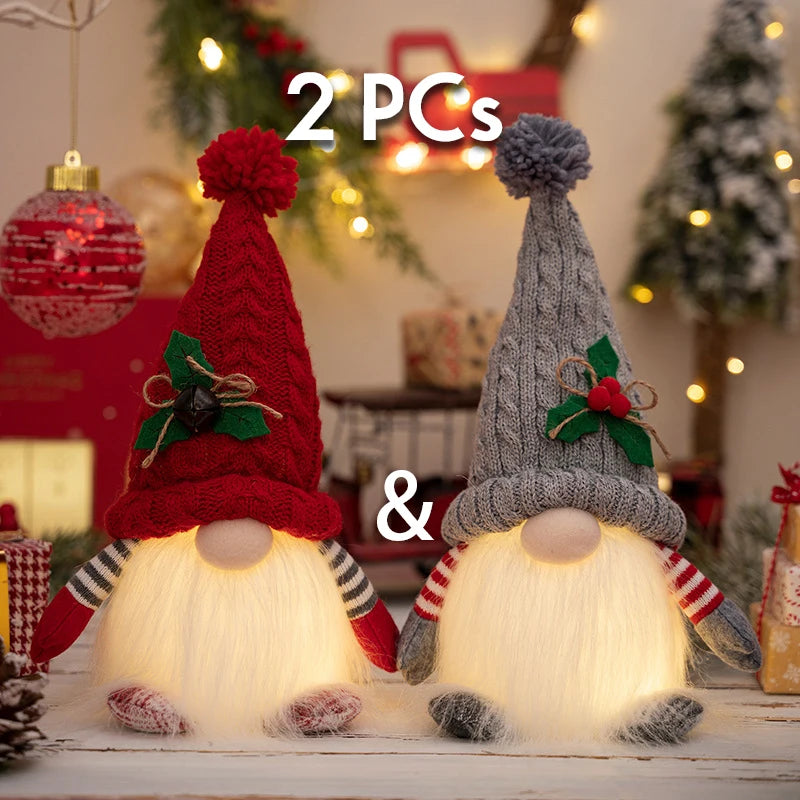 2025 Christmas Gift Gnome Doll Couple Led Night Light Sledge Elf Ski Home Xmas Decoration for 2026 New Year Valentine Gift