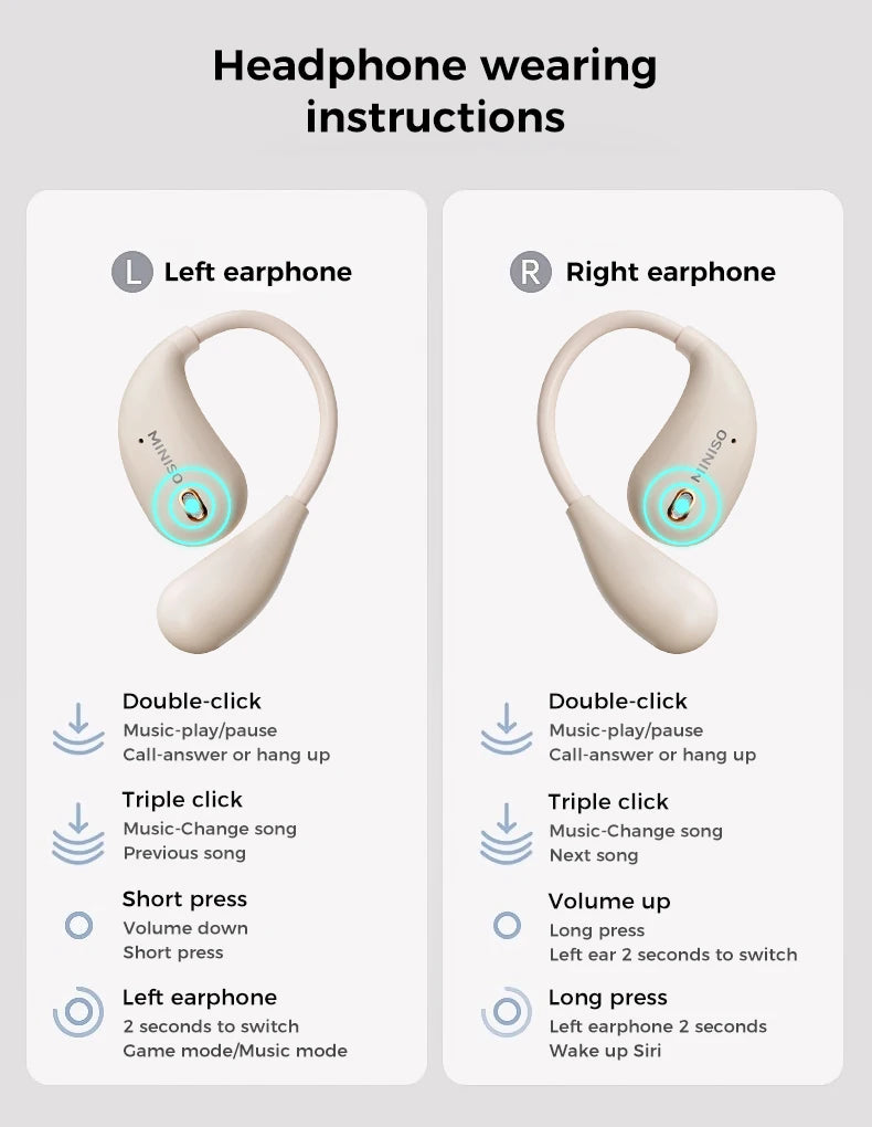 MINISO X33 Earphone Bluetooth 5.4 True Wireless Earbuds Low Latency Headphones Superb Bass HiFi Sport Headset With Mic