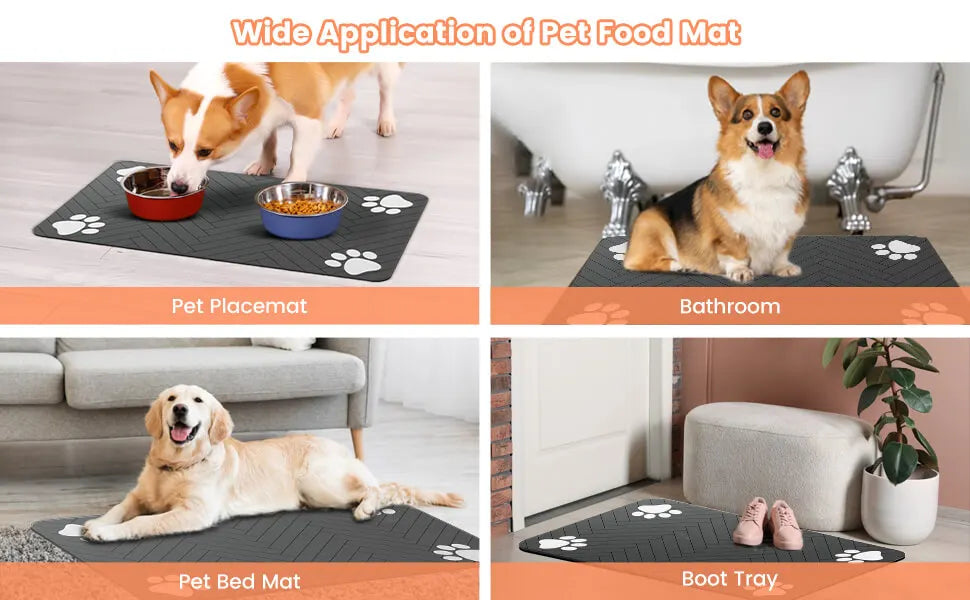 Pet Feeding Mat-Absorbent Pet Placemat for Food