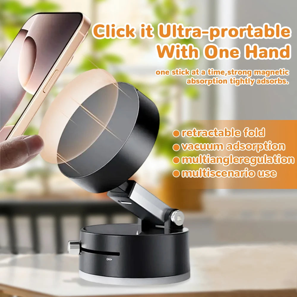 Vacuum Car  Magnetic Phone Holder Suction Cup Adjustable Phone Stand for iphone 16 pro Foldable Cell Navigation Support Bracket