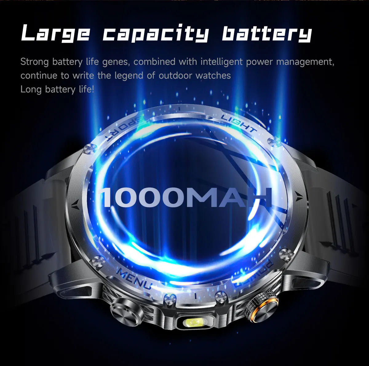 2025 1000mAh Super Capacity Battery Adult Men Smart Watch 1.7-inch Large Screen Bluetooth Call IP68 Waterproof SmartWatch Sports