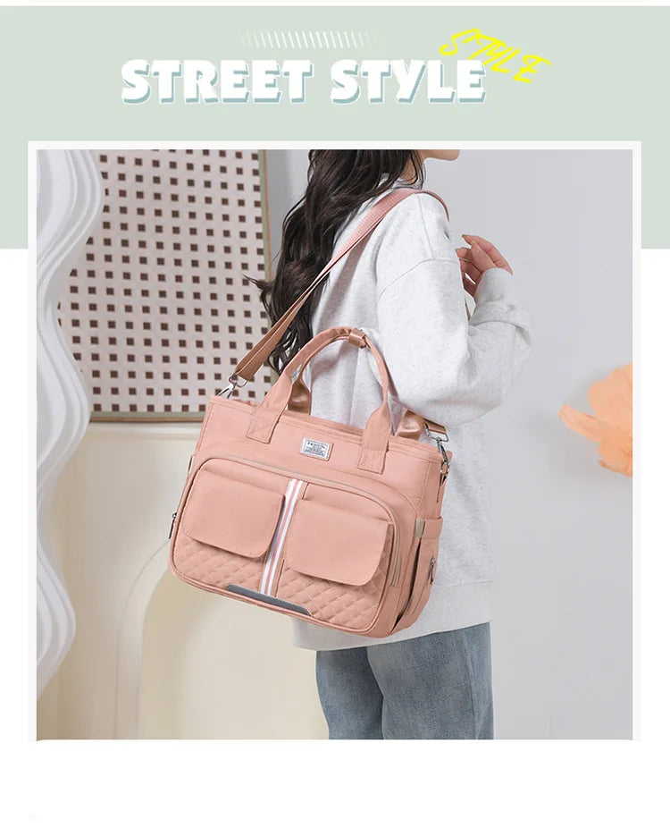 Multifunctional Insulated Picnic Bag Reusable Colorful  large capacity lunch bag with double pockets, portable lunch bag