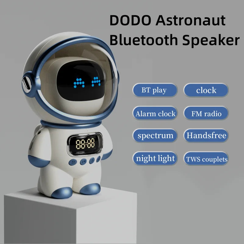 New portable wireless audio speaker, Smart Astronaut Bluetooth speaker with nightlight, FM radio, subwoofer, music speaker