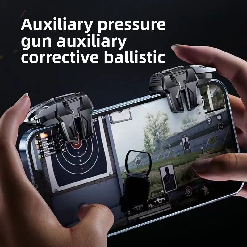 M01 ABS+Alloy 6 Finger Mobile Game Trigger for PUBG Aim Shooter L1 R1 Key Button Gamepad Controller for IPhone Android Universal
