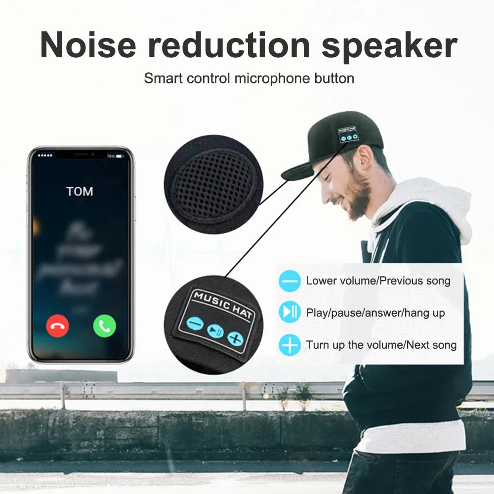 Music Hat Wireless Bluetooth Speaker Hat Baseball Cap & Headphones Supports Volume Control Motion Music Hedset With Microphone