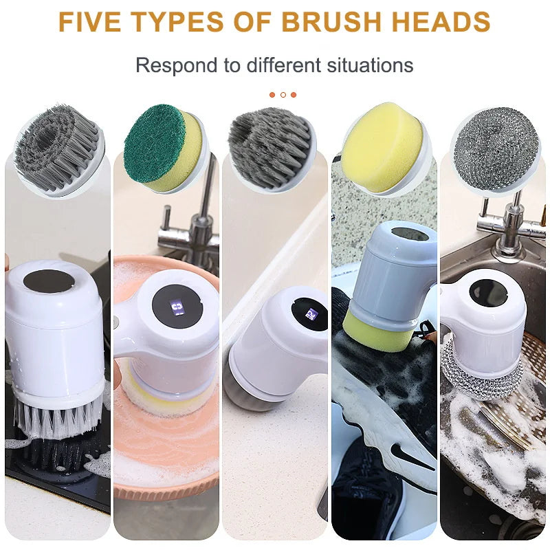 Multi-functional Electric Cleaning Brush for Kitchen and Bathroom - Wireless Handheld Power Scrubber for Dishes, and Pans