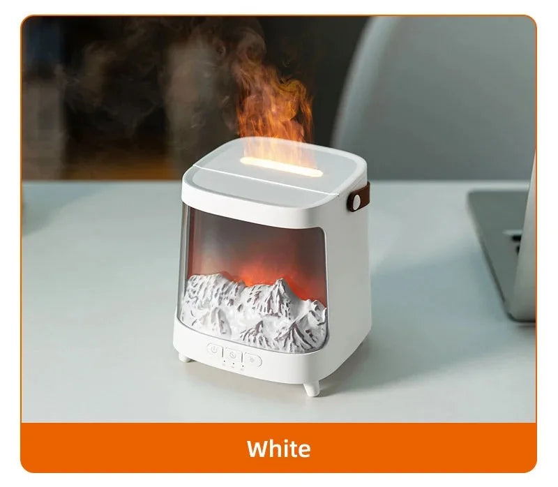 D631 Aurora Flame Humidifier Essential Oil Diffuser 200ml LED Light Remote Control Timing Spray USB-C