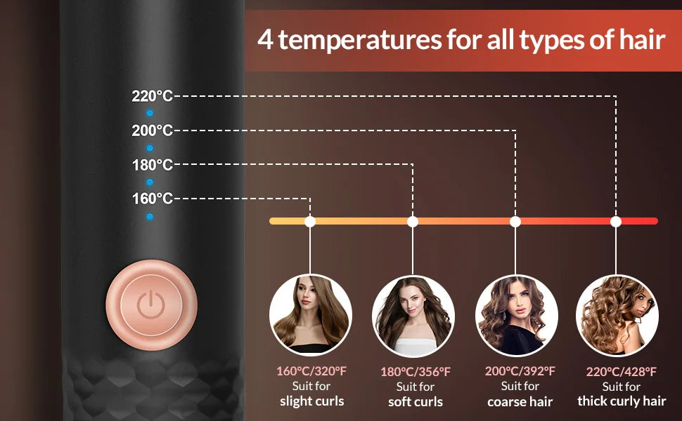 Automatic Curling Iron Electric Automatically Curly Tongs Hair Curler Machine Portable Professional Auto Rotating Wand Curl