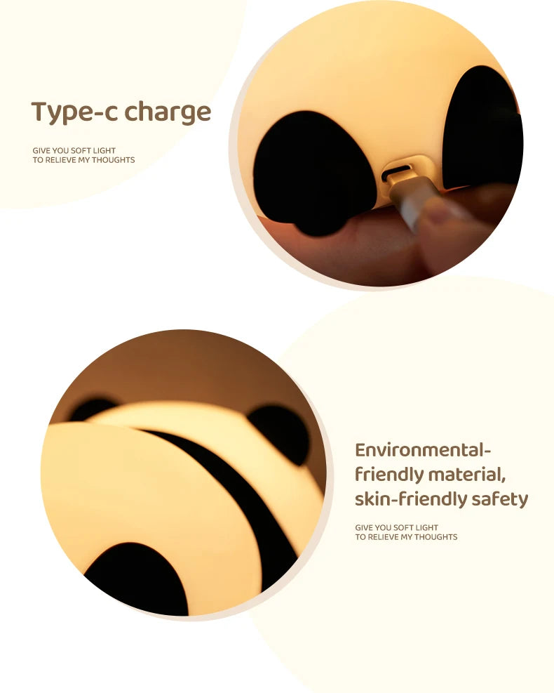 Animal Shaped Night light LED cute panda rabbit light USB charging timed bedside decoration Children's eye protection