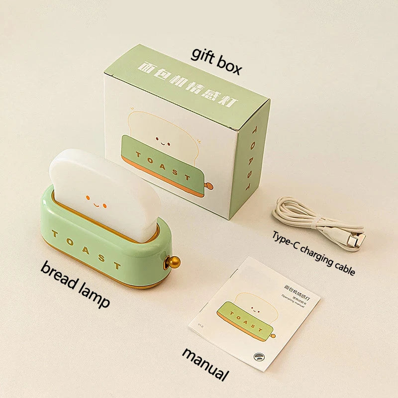 Bread Toast Table Light Toaster Nightlight Creative USB Rechargeable Led Lamp Decor Holiday Baby Bedroom For Birthday Gift
