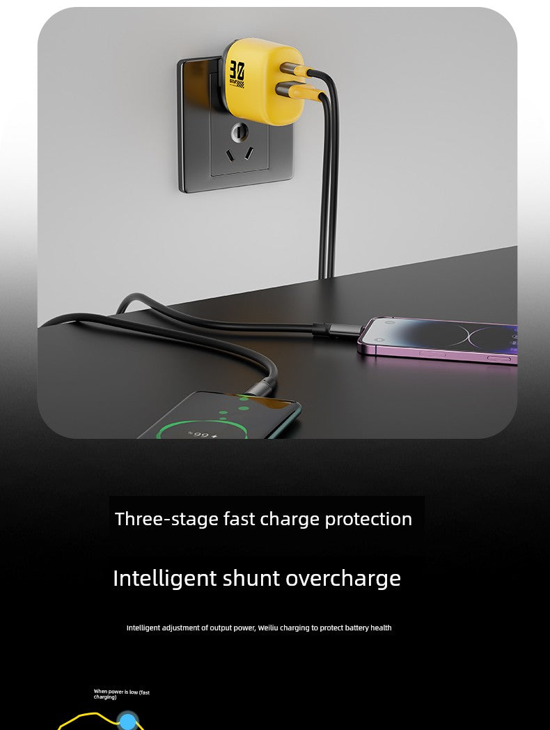 PD Gallium Nitride Two-Drag Two-Magnetic Data Cable Charging Plug