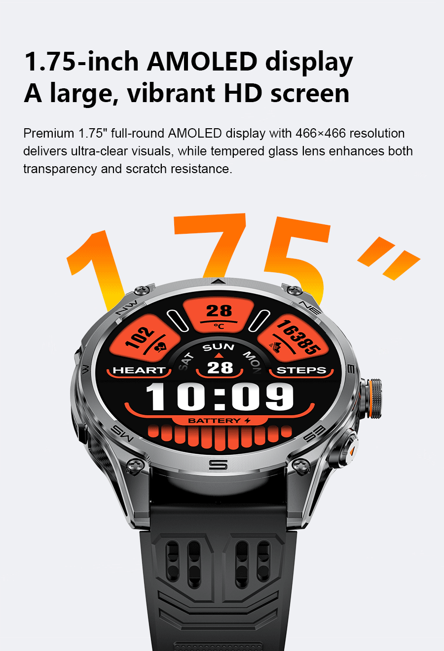 2025 New GPS SmartWatch 1000Mah Battery Compass 10ATM Waterproof Tactics Sport Flashlight BT call Smart Watch For Men For xioami