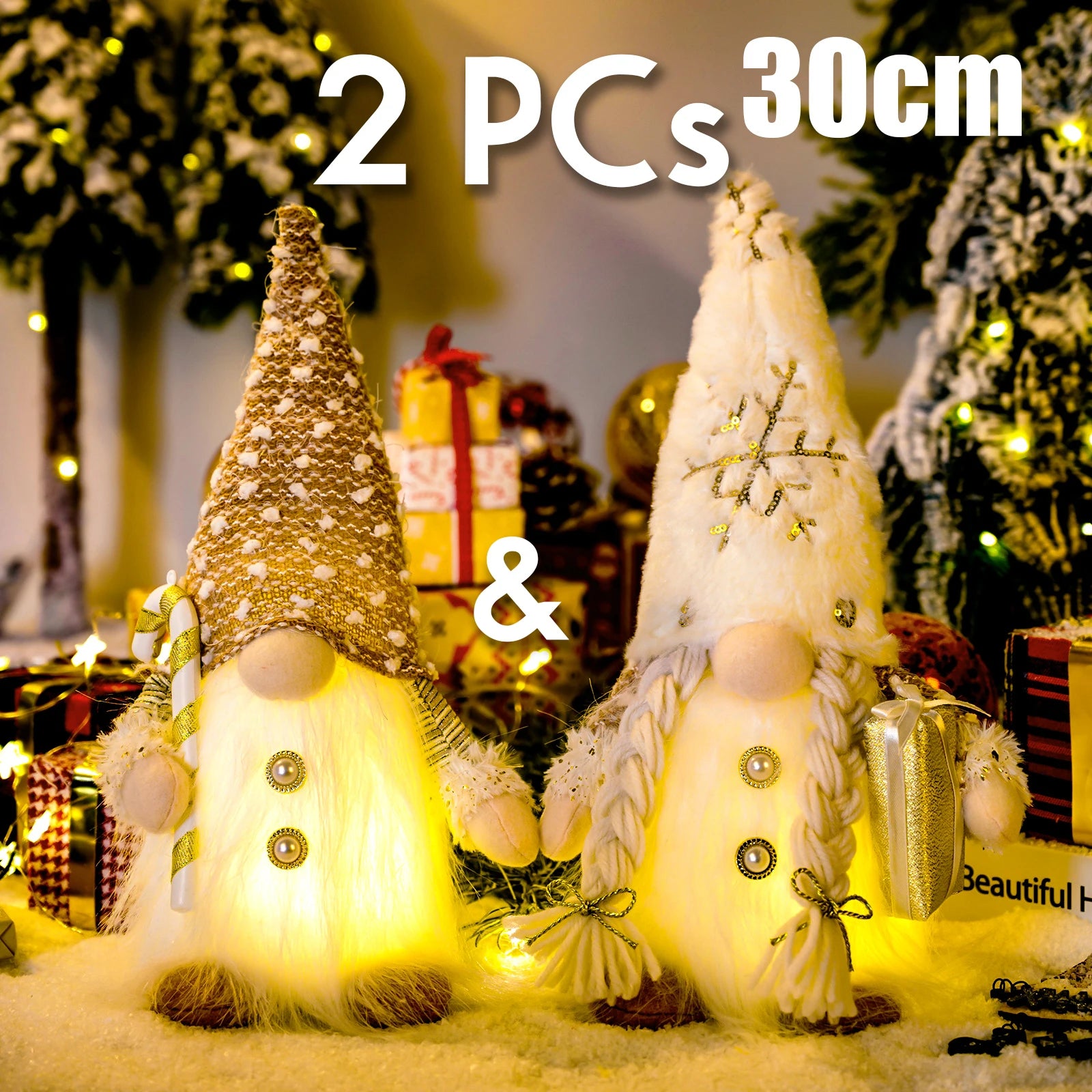 2025 Christmas Gift Gnome Doll Couple Led Night Light Sledge Elf Ski Home Xmas Decoration for 2026 New Year Valentine Gift