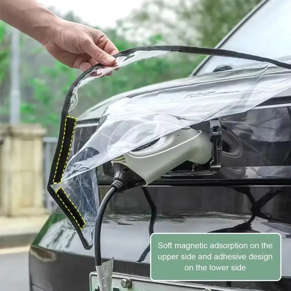 EV Charger Plug Rain Cover Magnet Transparent Charging Port Waterproof Protective Cover  Car Charging Accessories
