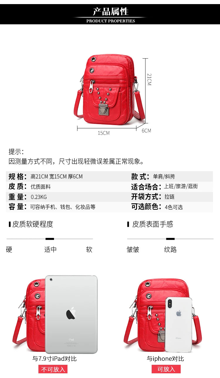 Mobile Phone Bag for Women 2024 New Fashion Soft Leather Diagonal Straddle Small Bag Multi layered Mini Zero Wallet Versatile Li