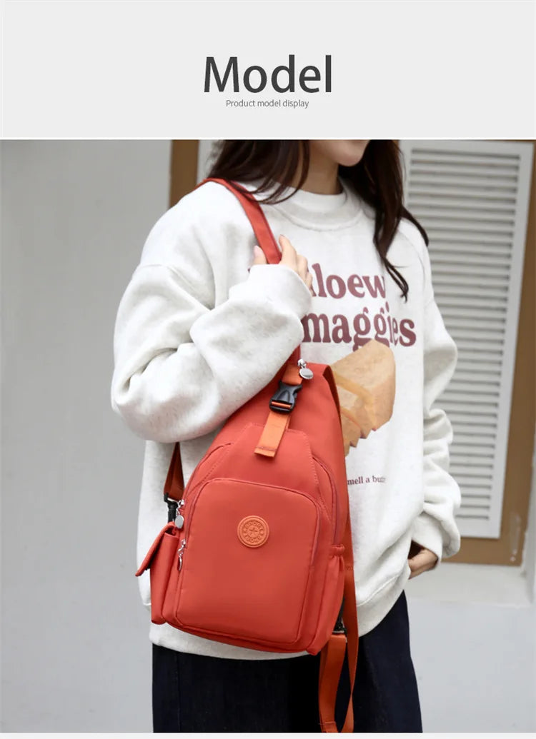 Korean Version of Nylon Fabric Fashion Trend Simple Casual Women Chest Bag with Large Capacity Multi-Functional Backpack 핸드백