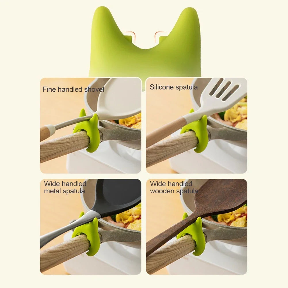 Multifunctional Spatula Holder Anti Scalding and Overflow Silicone Spoon Holder Clip Creative Integrated Devil Cooking Pot Clip