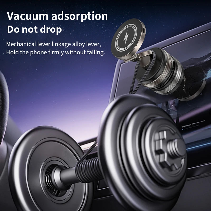 15W Metal Vacuum Suction Magnetic Wireless Charger Mount 360° Rotatable Compatible with  Smartphones, for Car Gym Bathroom Mirro