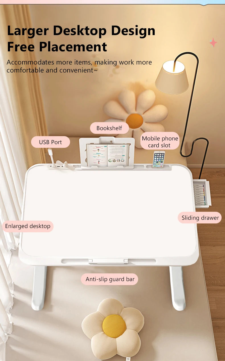 Laptop Desk Foldable Bed Table Adjustable Computer Desk Office Desk Children's Study Desk Bedroom Living Room Desk Adjustable