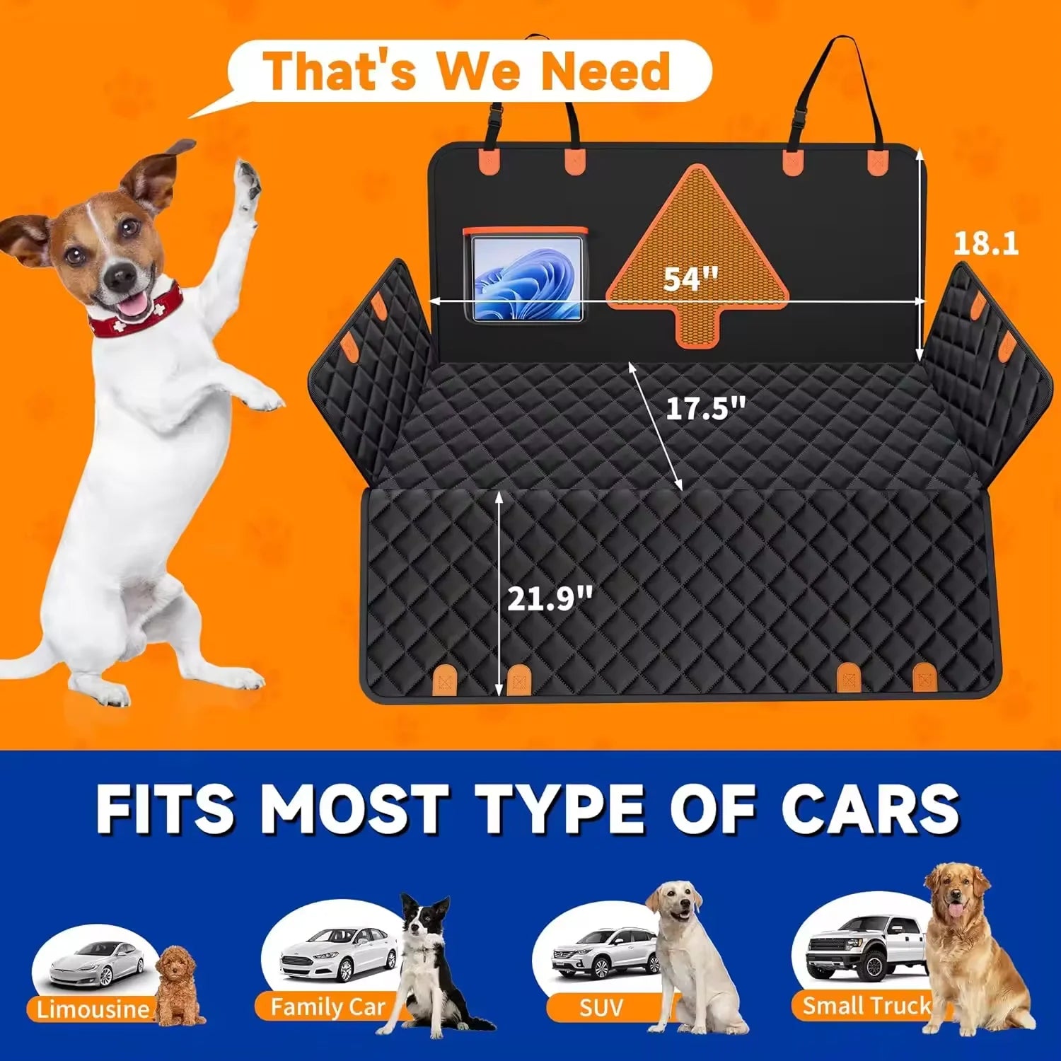 Pet Car Seat Cover, for Rear Seat Hard Bottom 137x147CM Cm, Waterproof and Easy To Clean, for Dog Car Back Pad Pet Cover