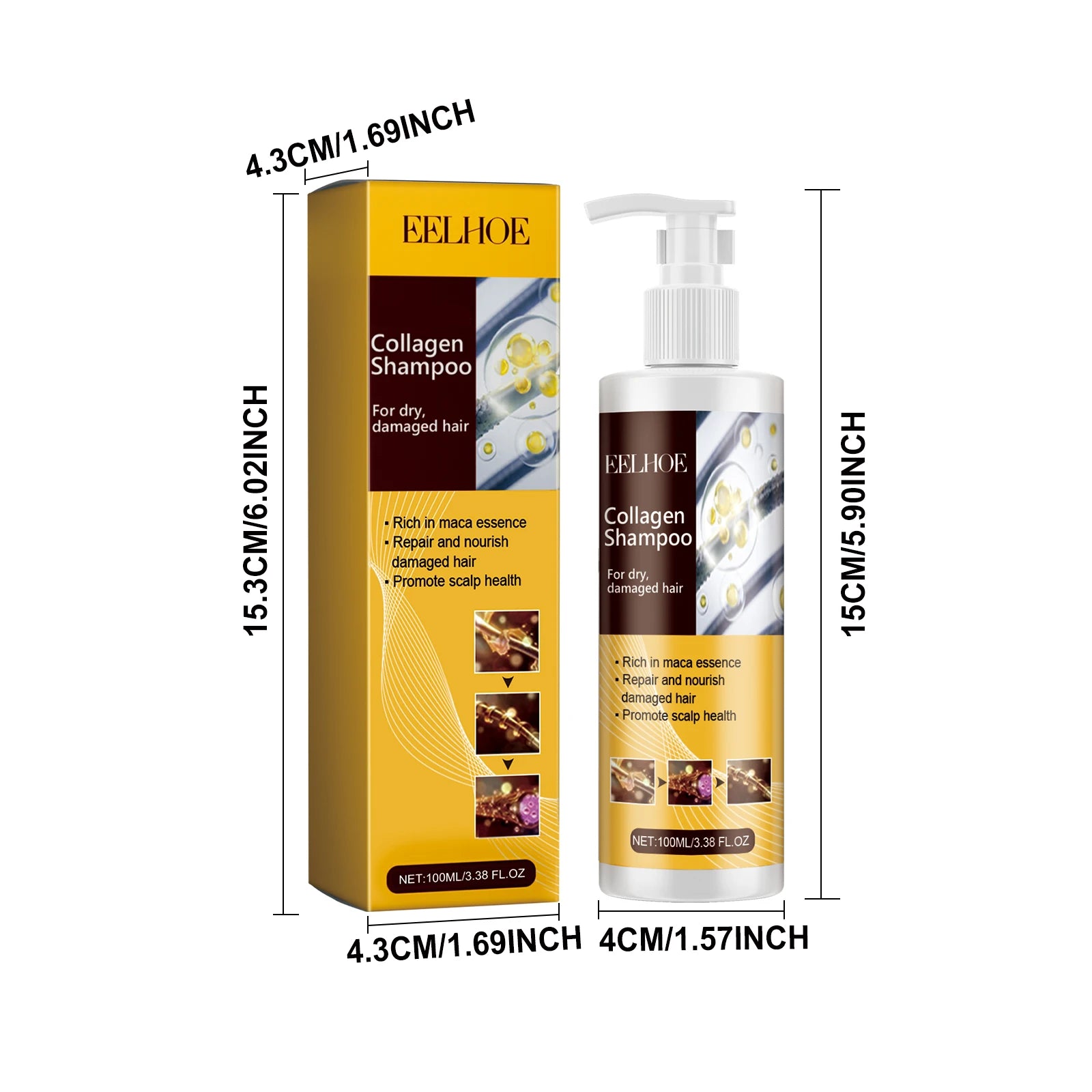 Collagen Shampoo&Mask&Essential Oil Hair Care Set Nourishing Repairing Damaged Dry Frizzy Split Hair Smoothing Shiny Hair Care