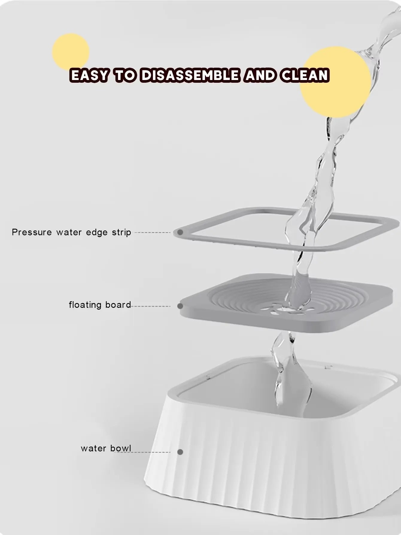 Pet filter bowl, non-wet mouth pet bowl, floating, suspended, anti-knock over, cat and dog drinking water pet bowl