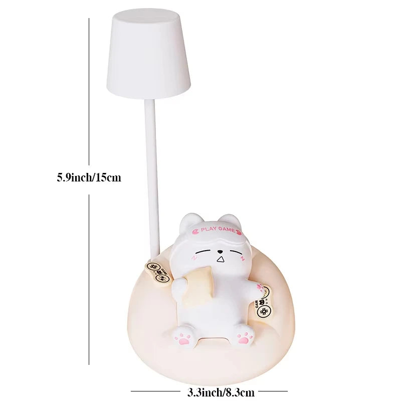 LED Desk Lamp Mini Cat Dimming Reading Light 3 Lighting Mode USB Rechargeable Bedside Nightlight Cute Portable Night Light Gifts
