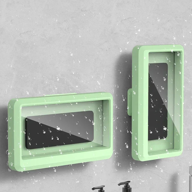 Wall Mounted Waterproof Phone Holder Cell Phone Storage Box Can Touched Shower Smartphone For iPhone 16 15 Samusng Xiaomi Stand